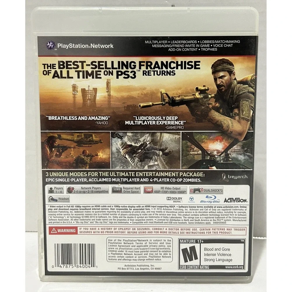 Call of Duty: Black Ops 1 PlayStation 3 PS3 2010 Complete With‎ Manual Works